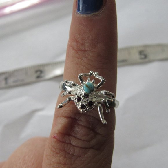 unknown Jewelry - Bogo👛Silver Plated Spider Ring blue stone 8